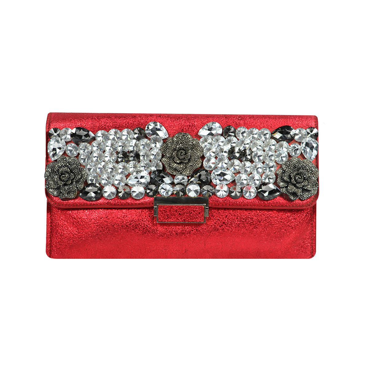Luxury Red Diamond Clutch – Glamorous Party & Wedding Handbag for Women