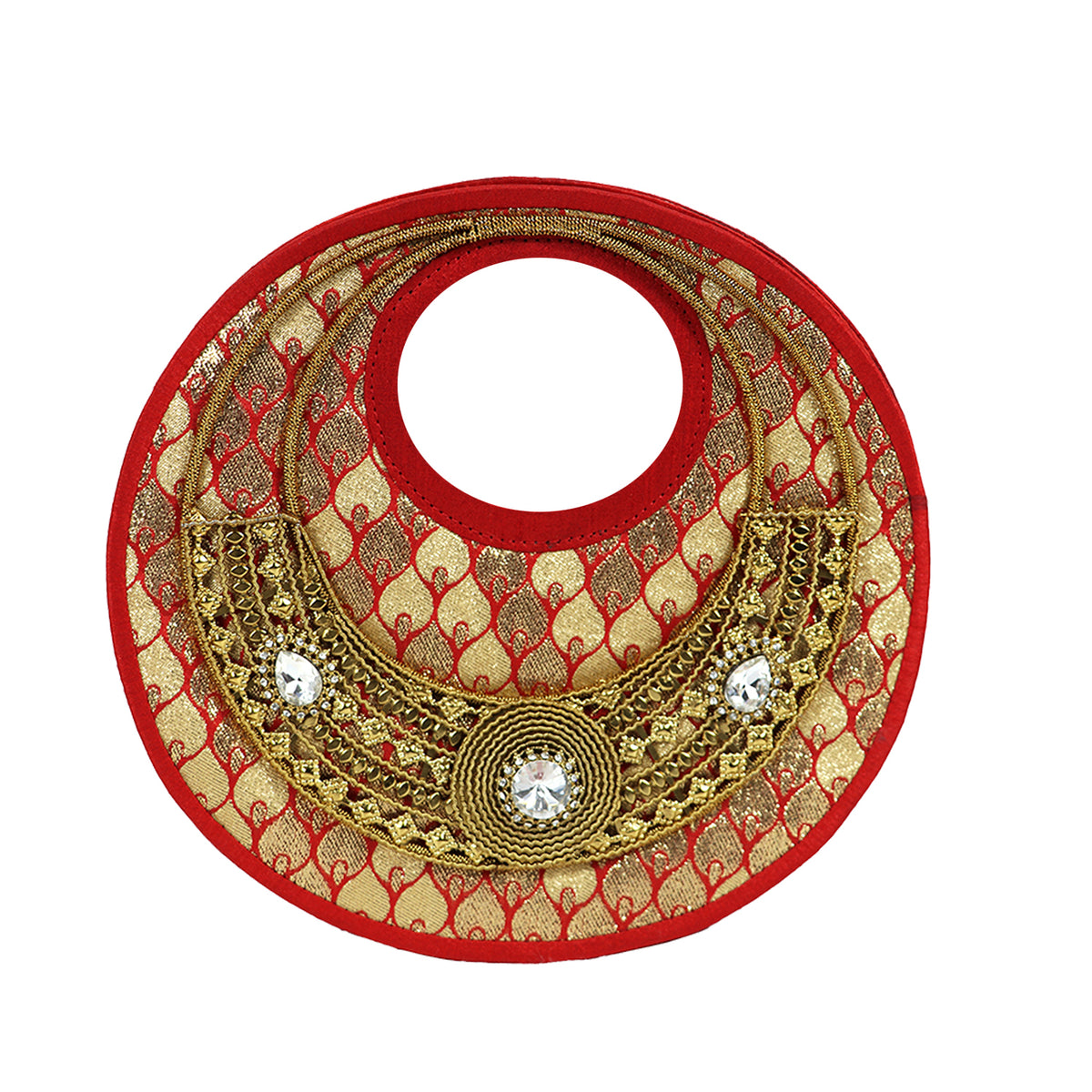 Designer Round Handbag with Embellished Detailing – Perfect for Weddings & Festive Wear