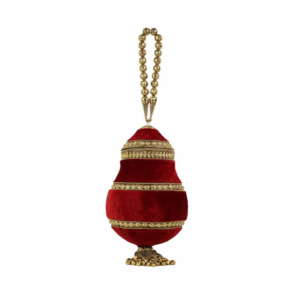 Royal Red Velvet Potli – Handcrafted Bridal & Festive Purse with Gold Embellishments