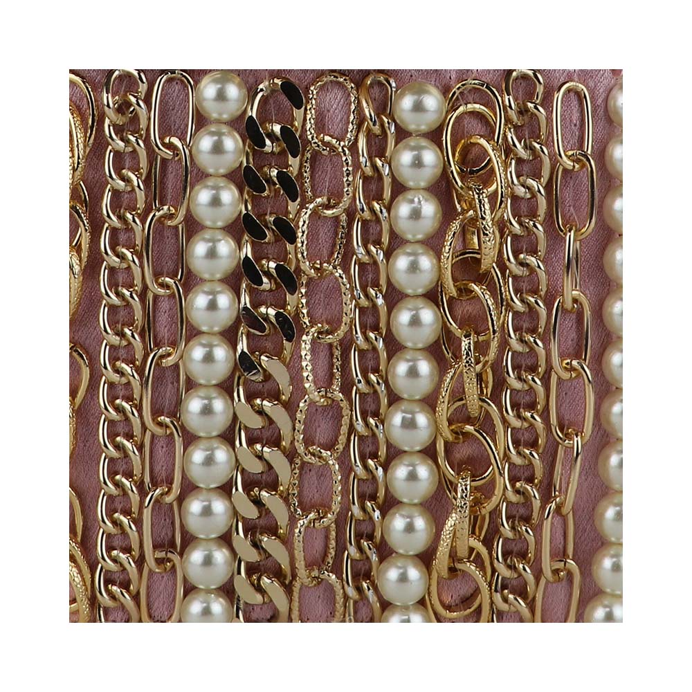 Luxury Velvet Box Potli Bag with Pearl & Gold Chain Detailing