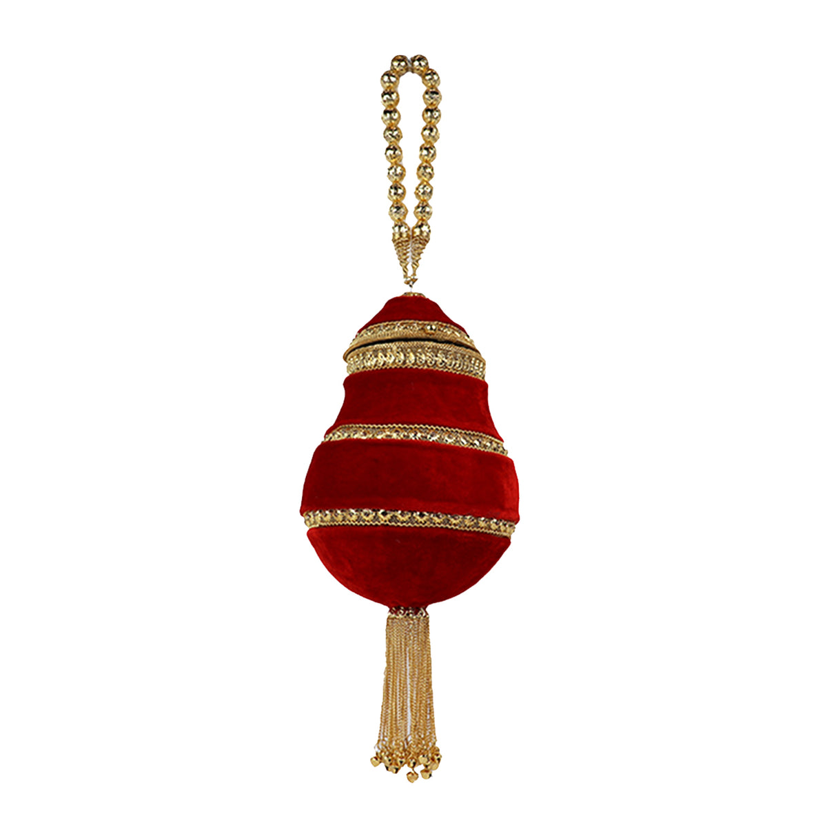 Royal Red Velvet Potli – Handcrafted Bridal & Festive Purse with Gold Embellishments