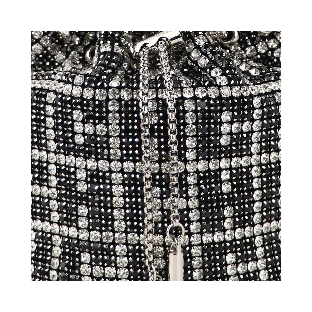 Luxury Rhinestone Drawstring Potli Bag with Metal Handle