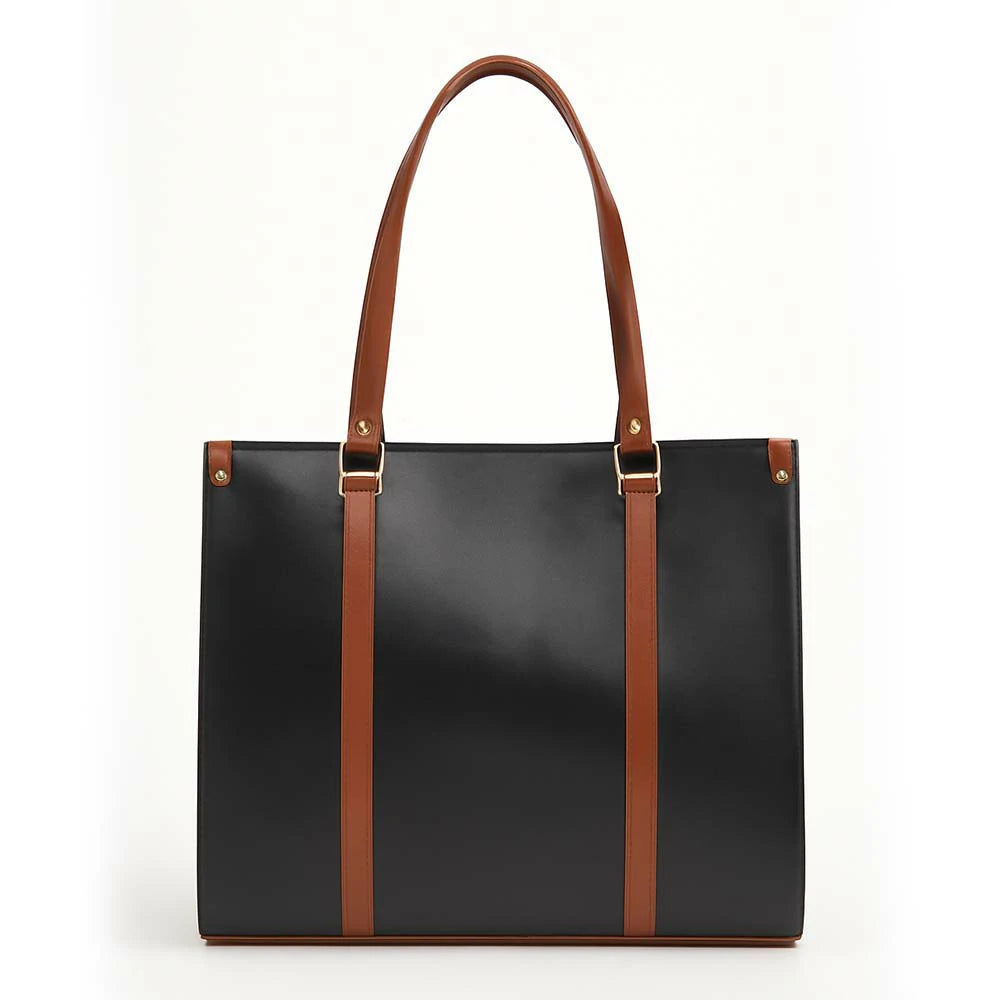 Structured PU Leatherette Tote Bag