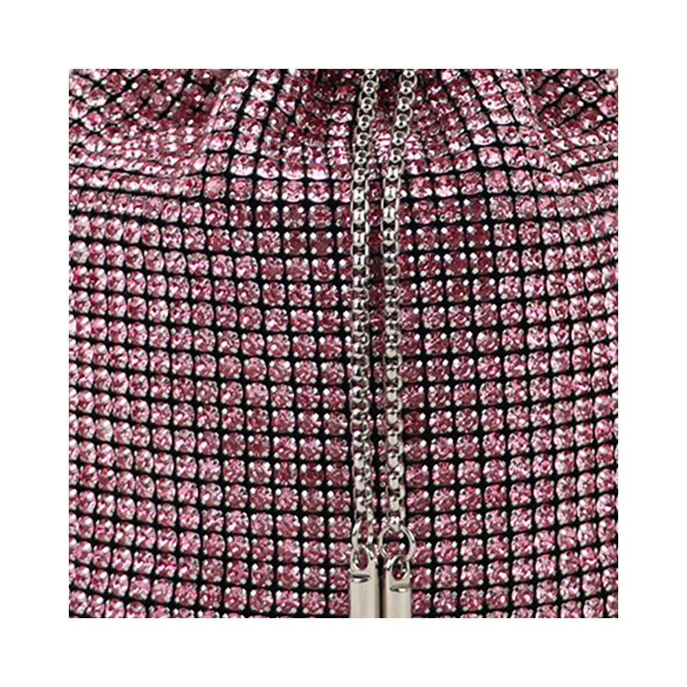 Luxury Rhinestone Drawstring Potli Bag with Metal Handle