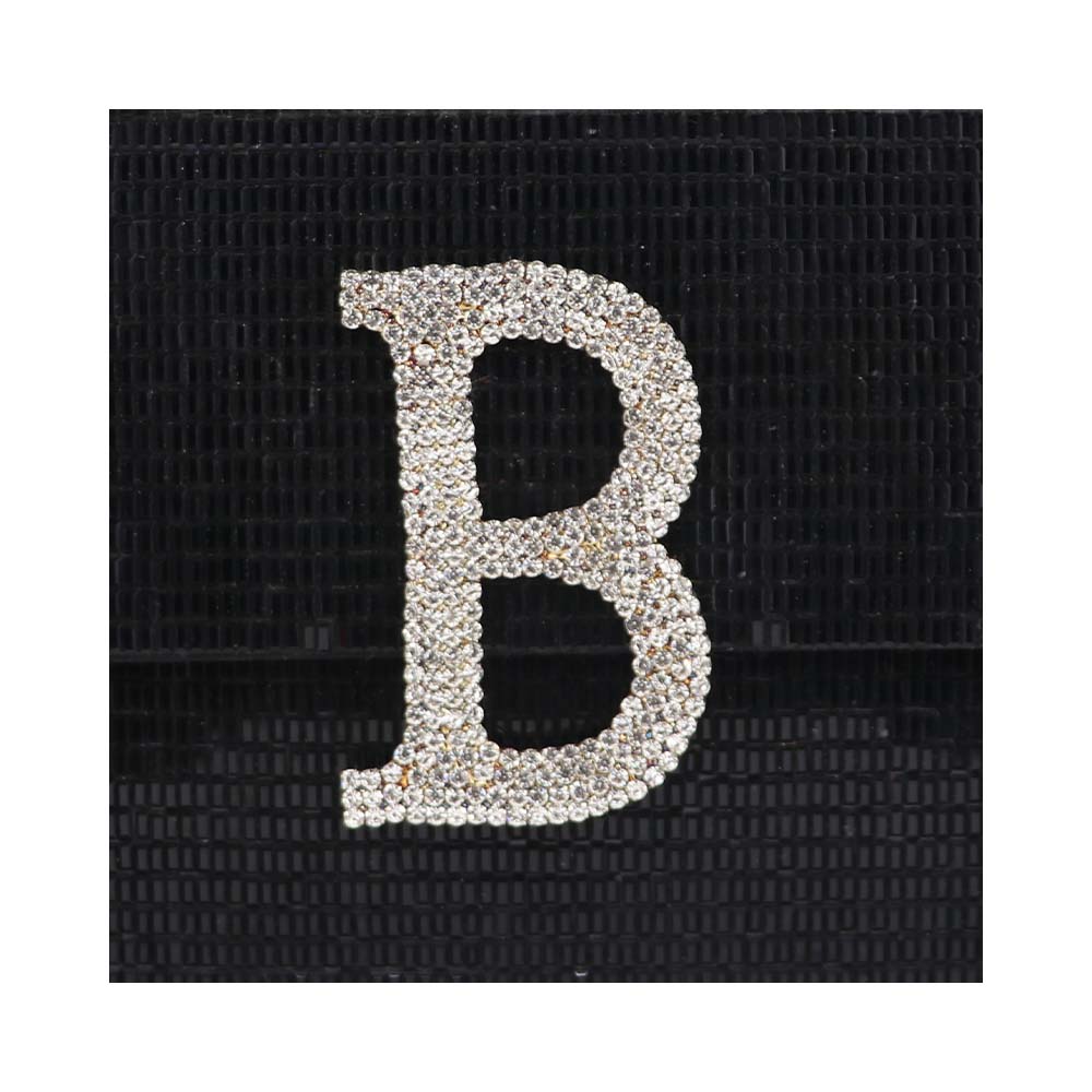 Pearl Strap Clutch with Rhinestone "B" Initial