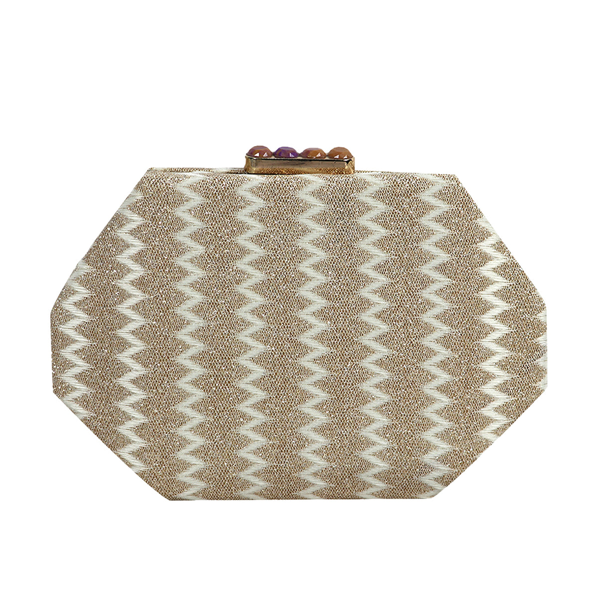 Red Glam Octagon Clutch – Sparkling Evening Bag with Gold Chain