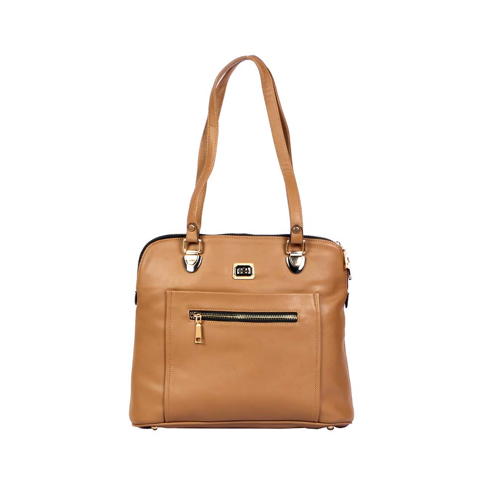 Classic Tan PU Leatherette Tote Bag – Stylish & Spacious Shoulder Bag for Women