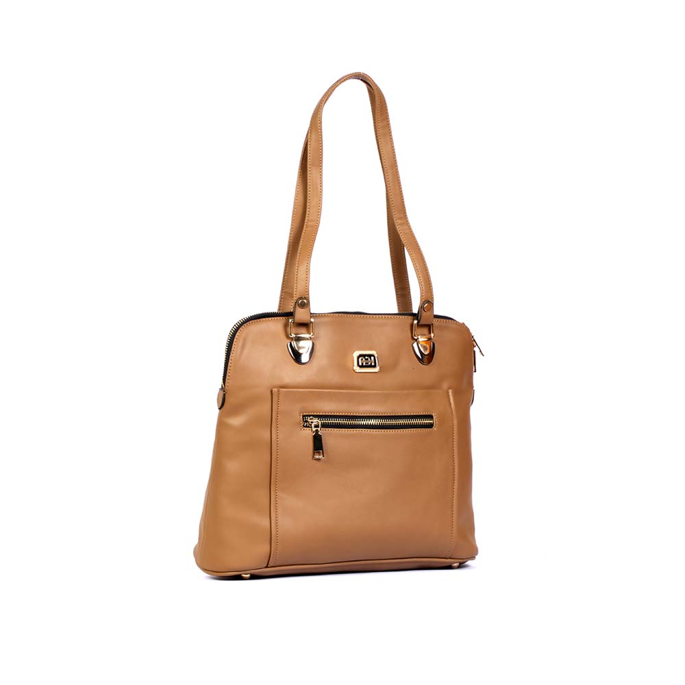 Classic Tan PU Leatherette Tote Bag – Stylish & Spacious Shoulder Bag for Women