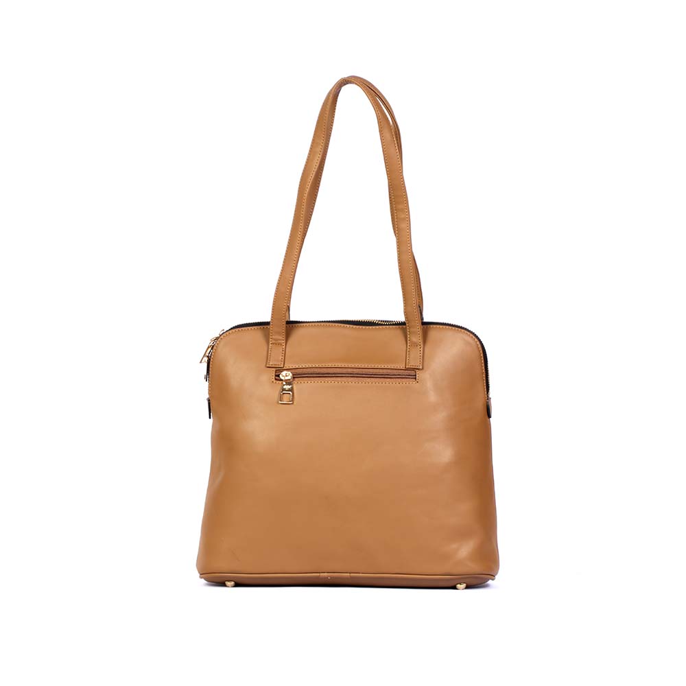 Classic Tan PU Leatherette Tote Bag – Stylish & Spacious Shoulder Bag for Women