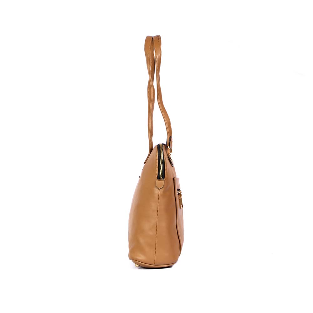 Classic Tan PU Leatherette Tote Bag – Stylish & Spacious Shoulder Bag for Women