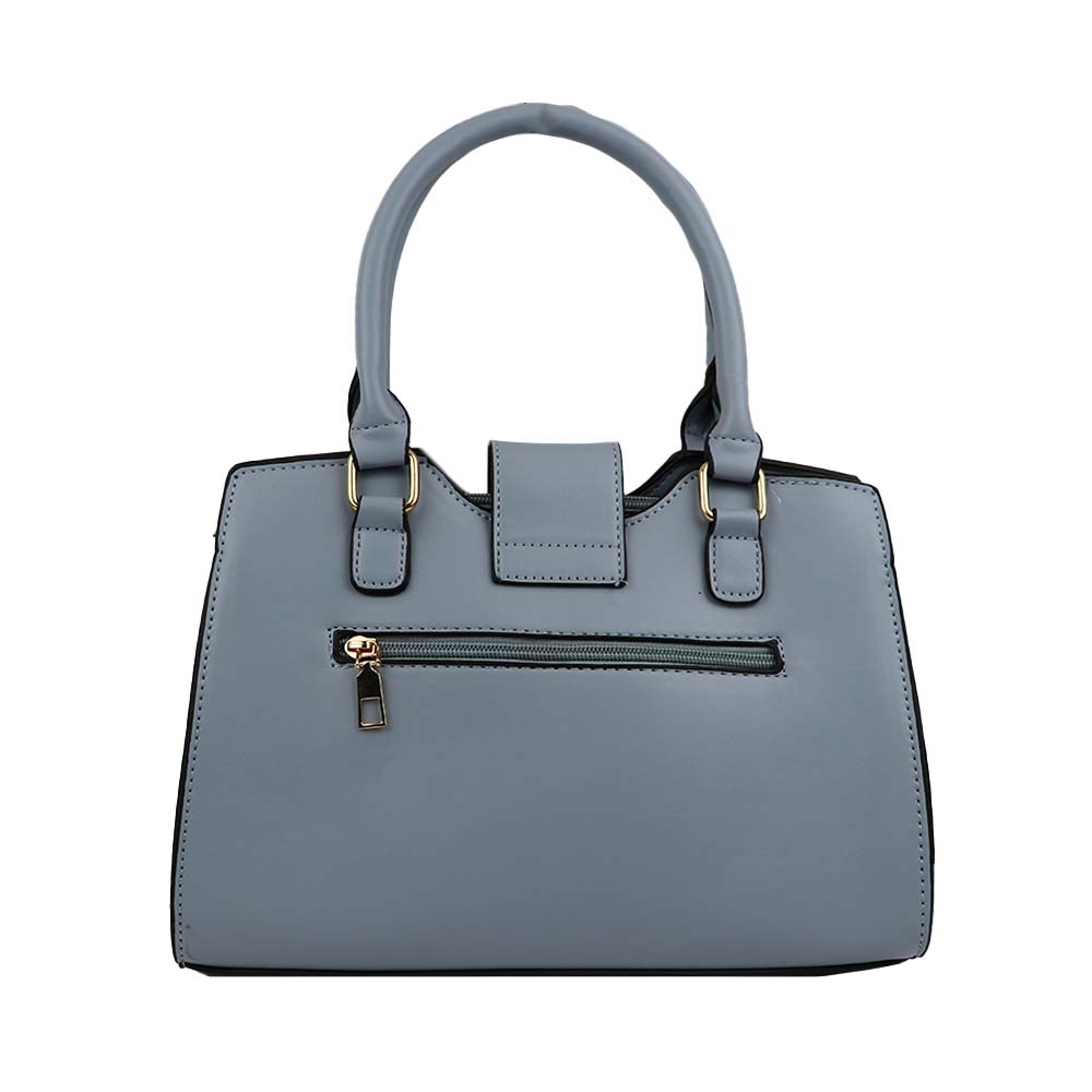 Luxury Grey Croc-Textured Handbag – Elegant Designer Tote with Gold Accents