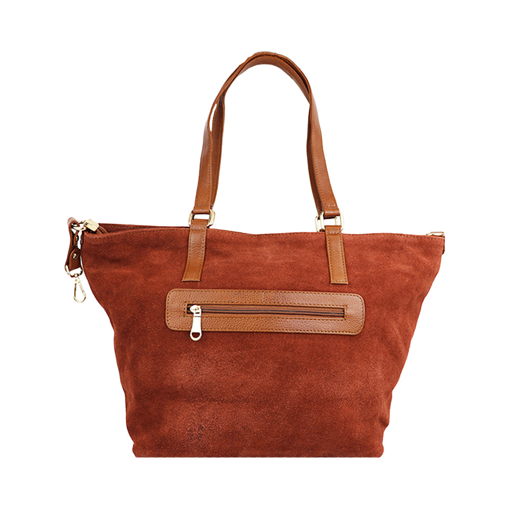 Rust Brown Tote Bag with PU Leather Accents – Chic & Spacious