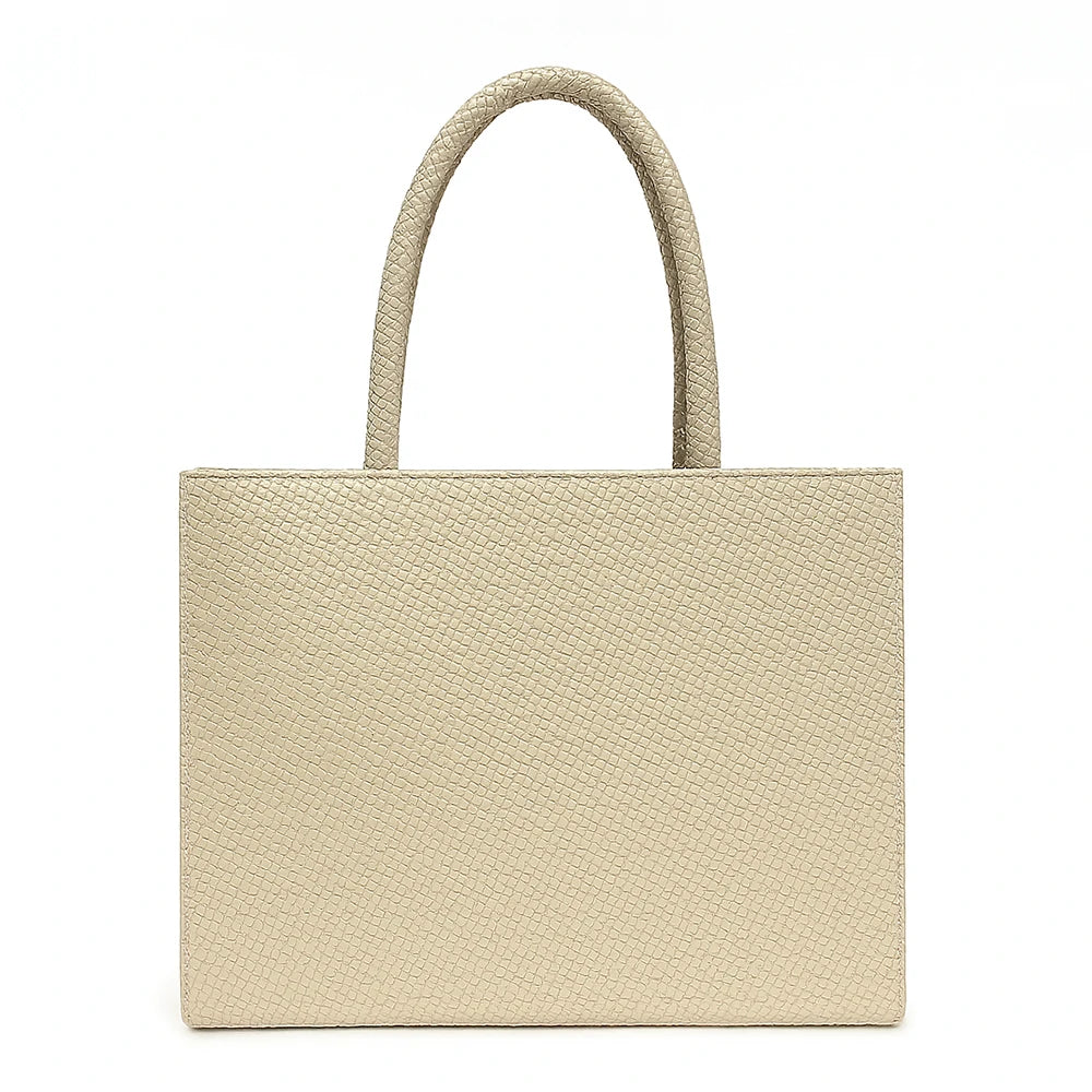 Tan Woven Textured Tote Bag