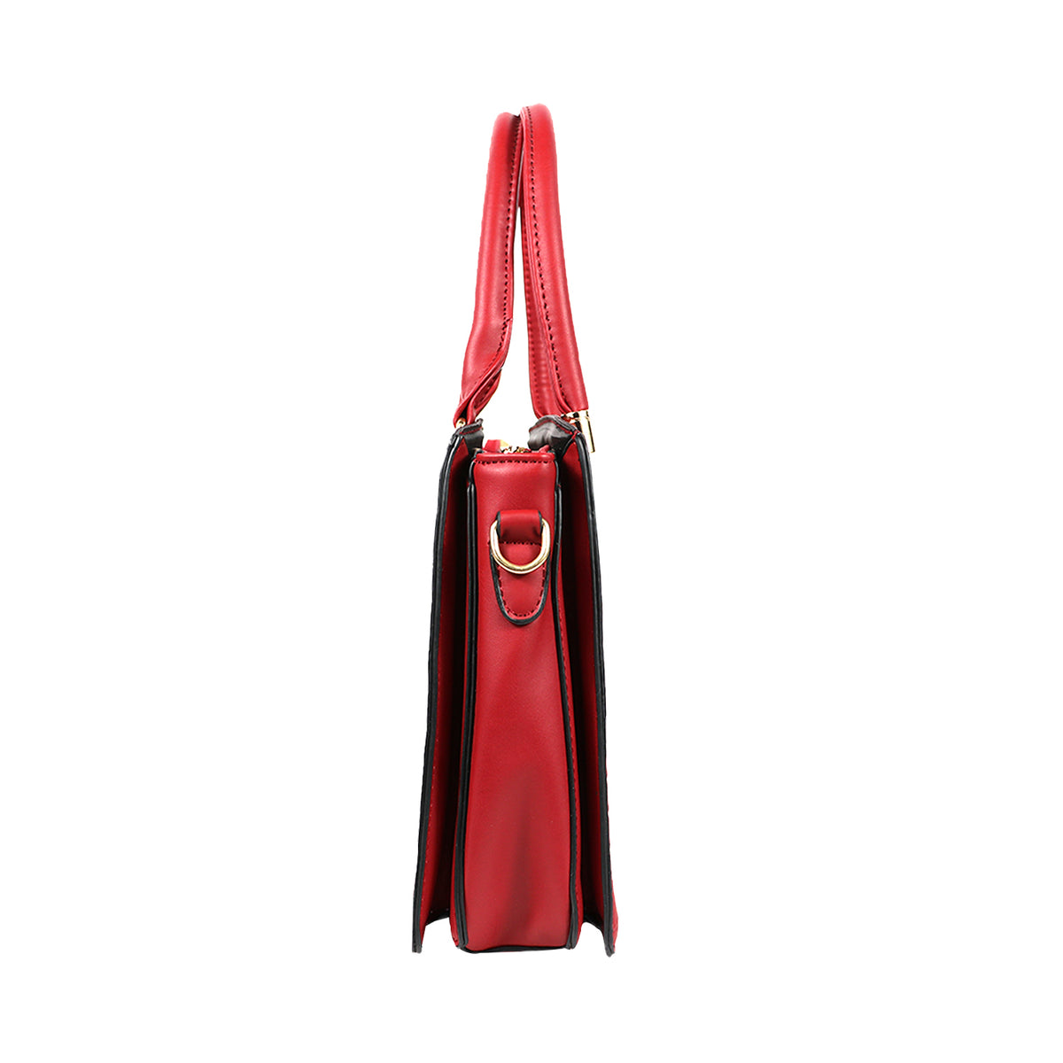Croc-Embossed Handbag with Gold Accents