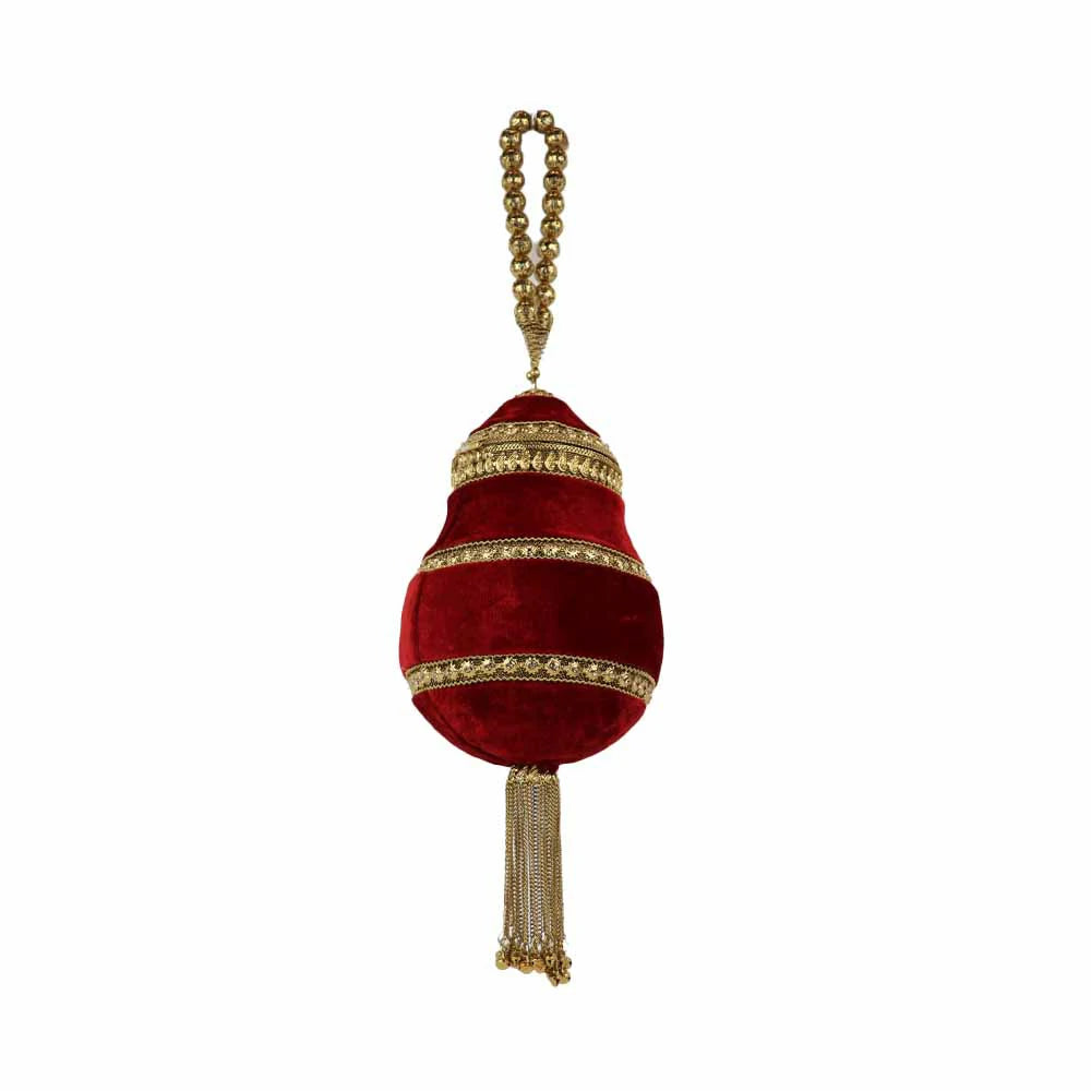 Royal Red Velvet Potli – Handcrafted Bridal & Festive Purse with Gold Embellishments
