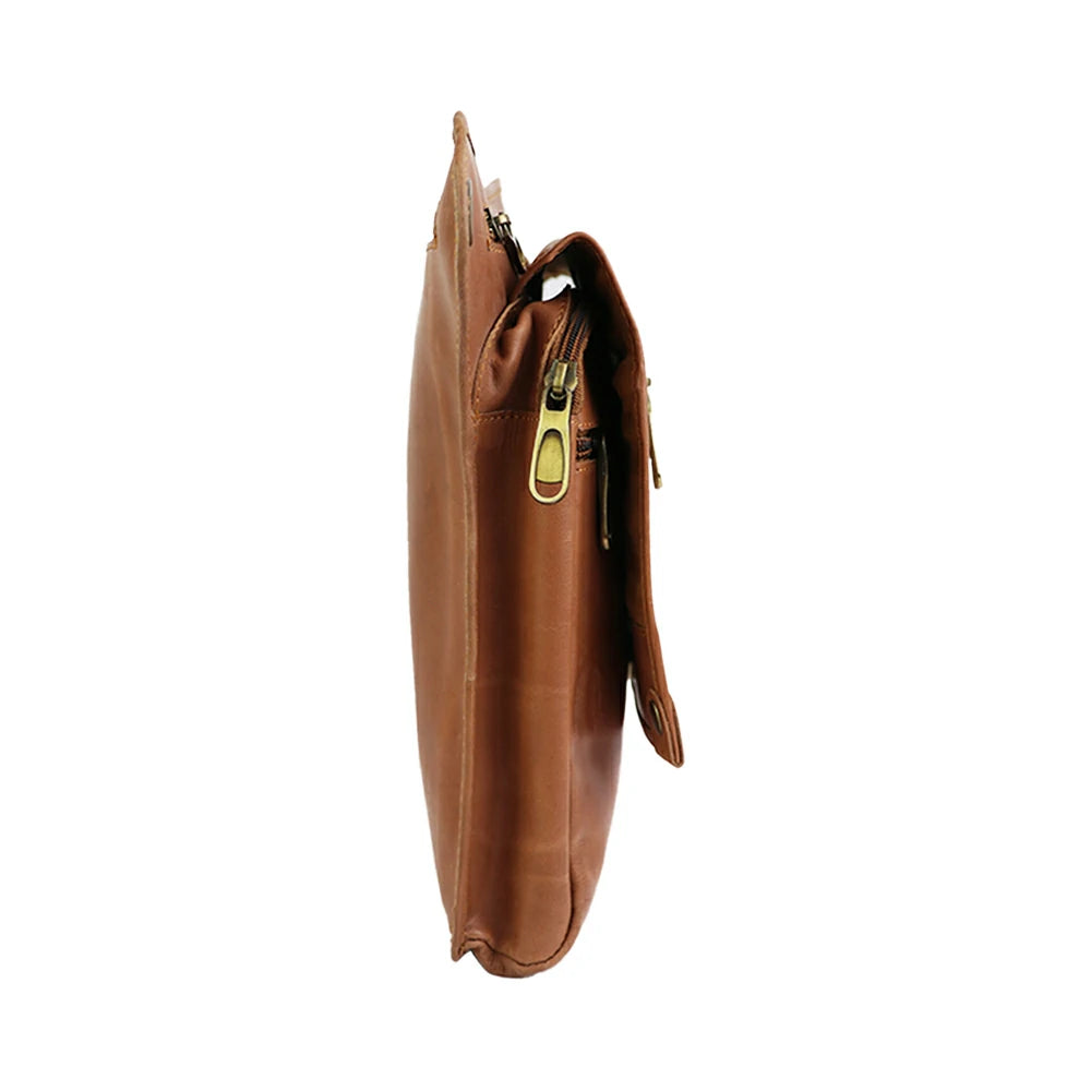 Vintage PU Leather Utility Bag – Multi-Pocket Travel & Everyday Bag