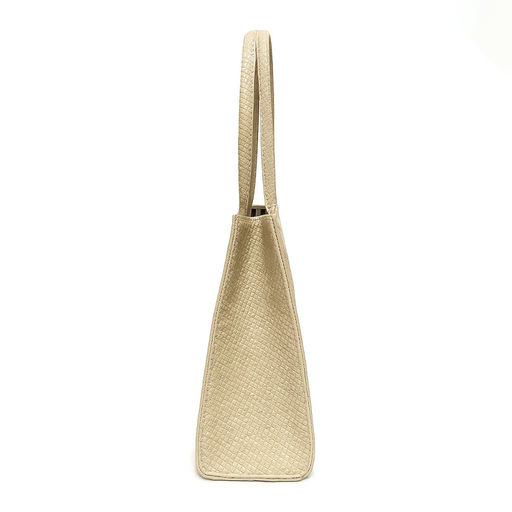 Tan Woven Textured Tote Bag