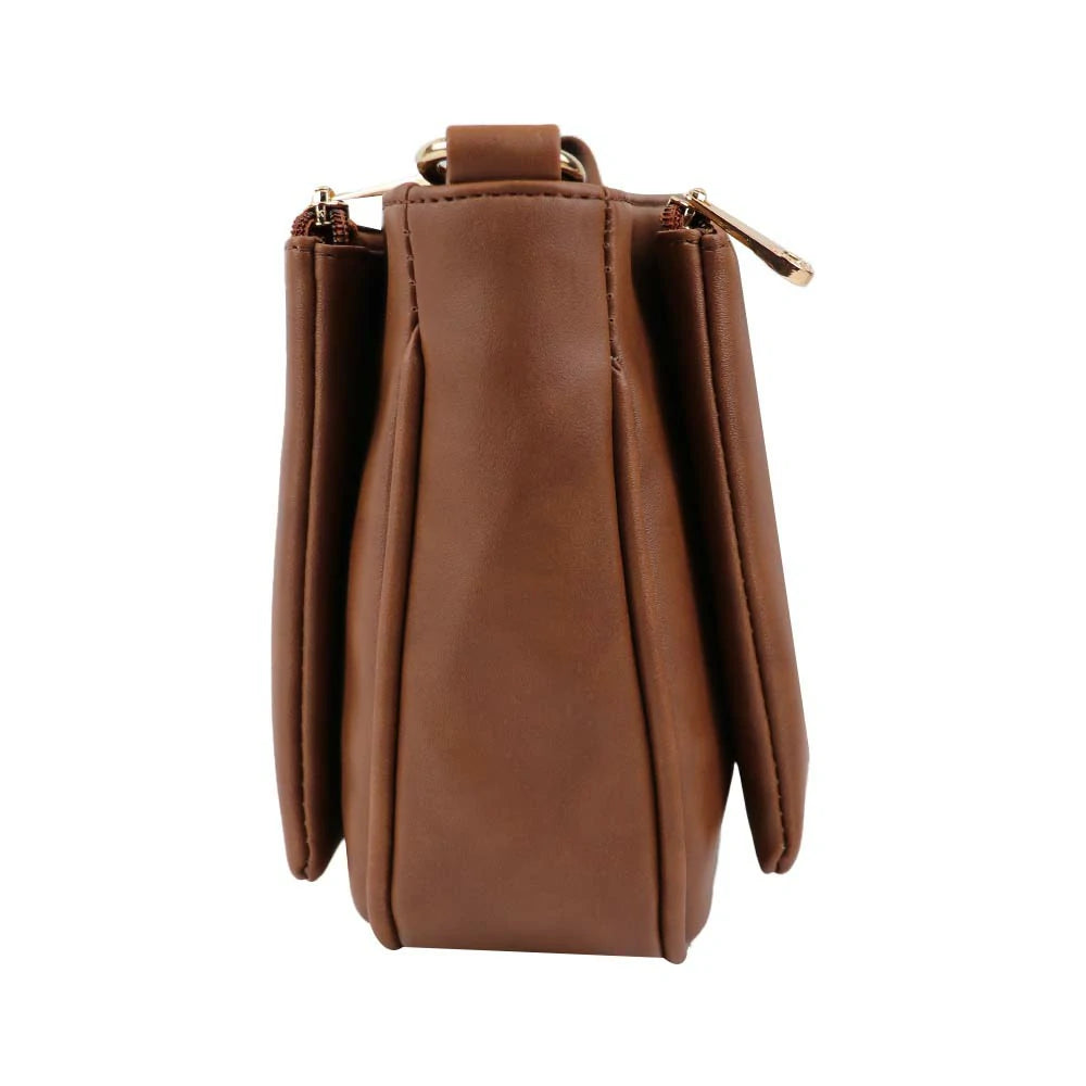 Classic Brown PU Leather Sling Bag – Everyday Chic