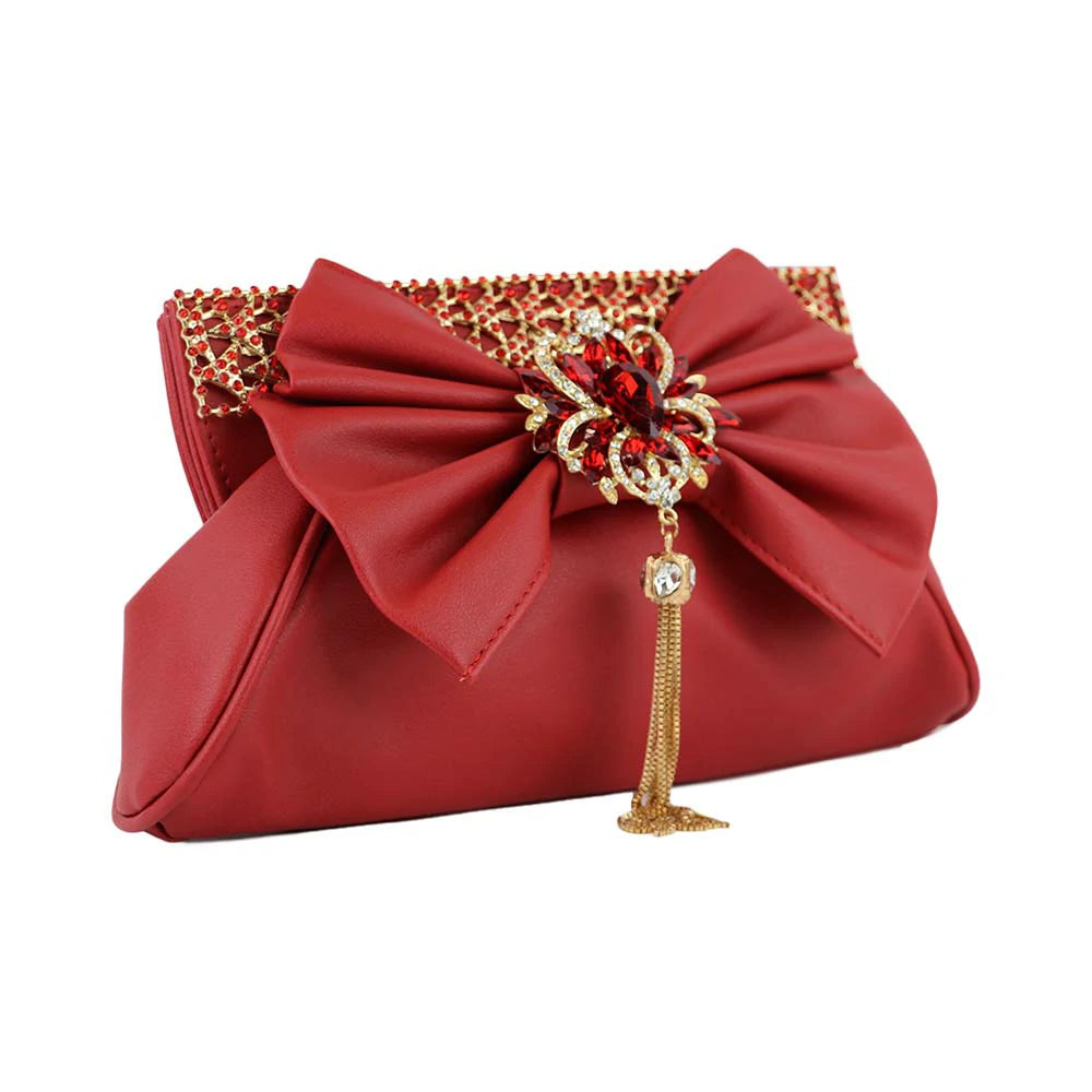 Elegant Red Bow Party Clutch – Perfect for Weddings & Special Occasions