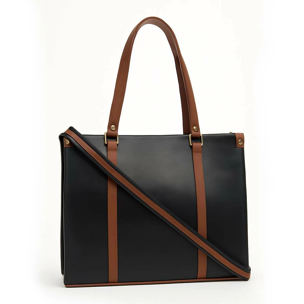 Structured PU Leatherette Tote Bag