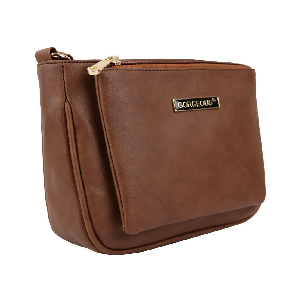 Classic Brown PU Leather Sling Bag – Everyday Chic