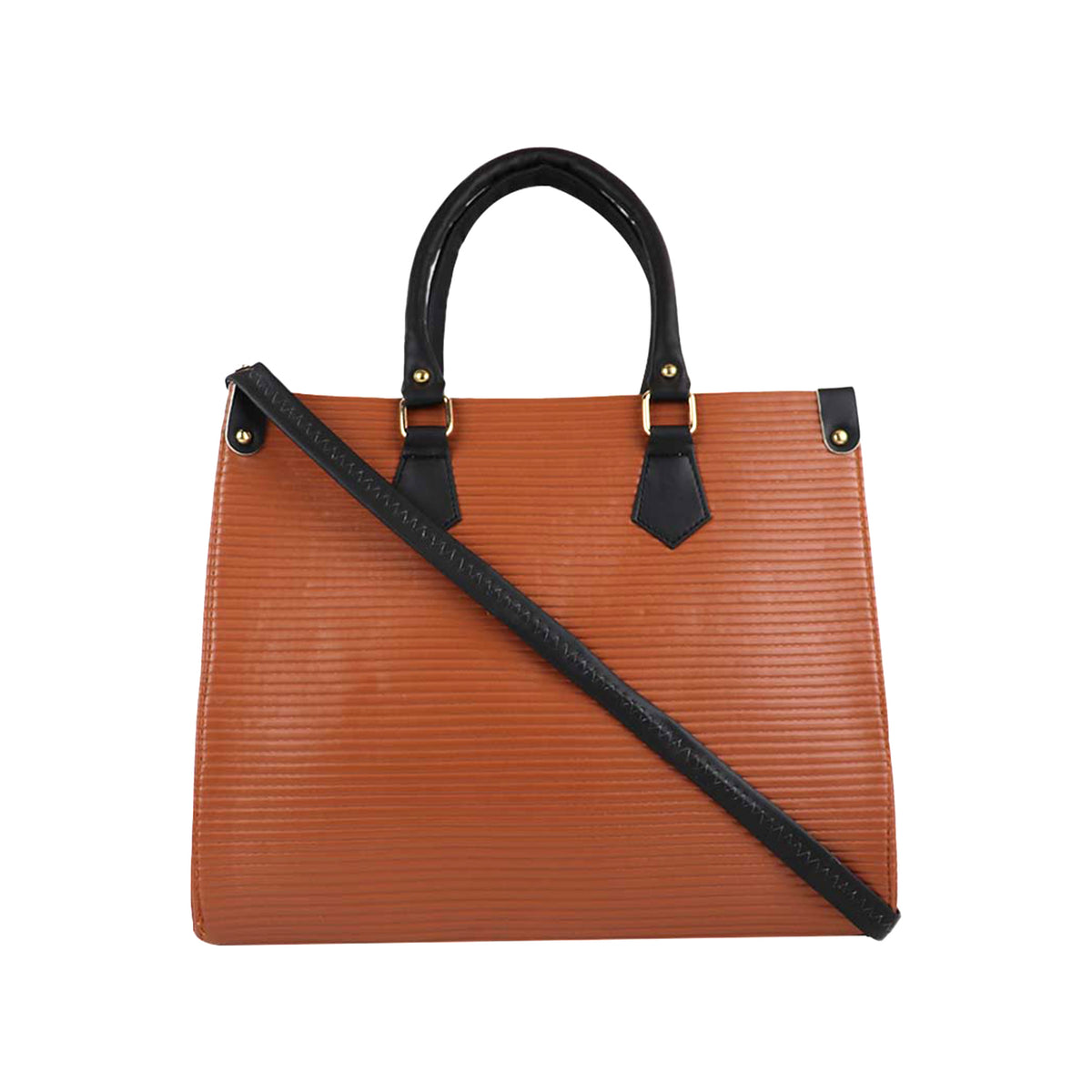 Classic Brown & Beige bag – Elegant Structured Handbag with Shoulder Strap