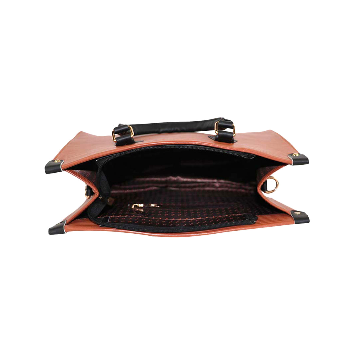 Classic Brown & Beige bag – Elegant Structured Handbag with Shoulder Strap