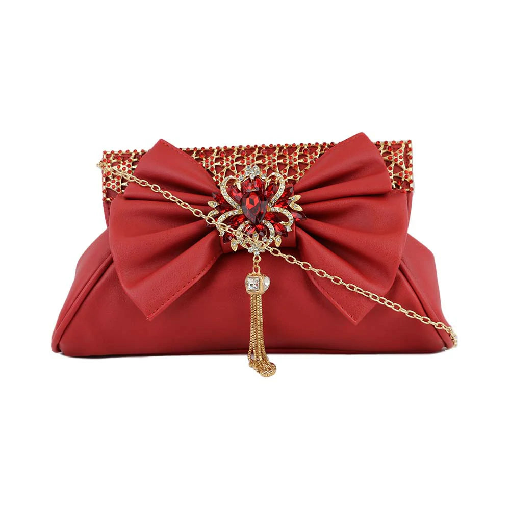 Elegant Red Bow Party Clutch – Perfect for Weddings & Special Occasions