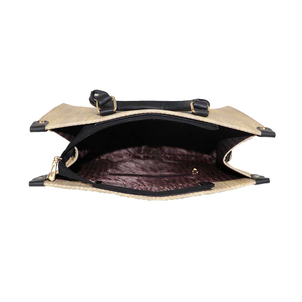 Classic Brown & Beige bag – Elegant Structured Handbag with Shoulder Strap