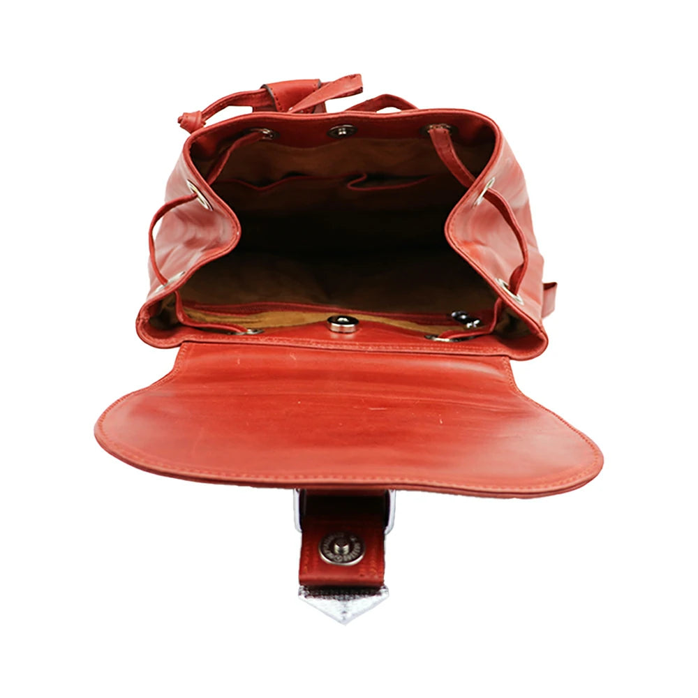 Rust Red PU Leather Backpack – Vintage-Style Travel & Everyday Bag