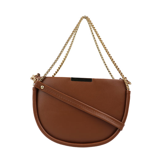 Semi Circle Sling Bag with Gold Chain Strap