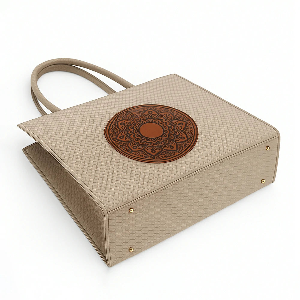 Tan Woven Textured Tote Bag