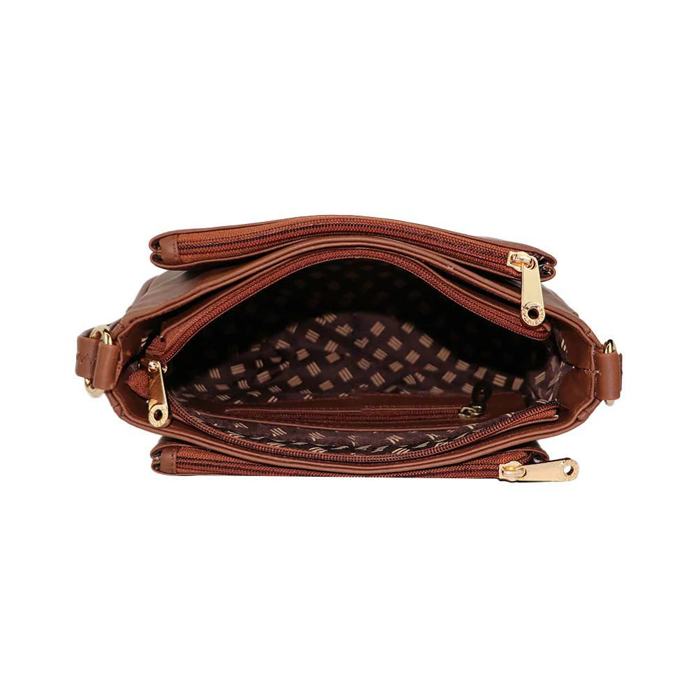 Classic Brown PU Leather Sling Bag – Everyday Chic