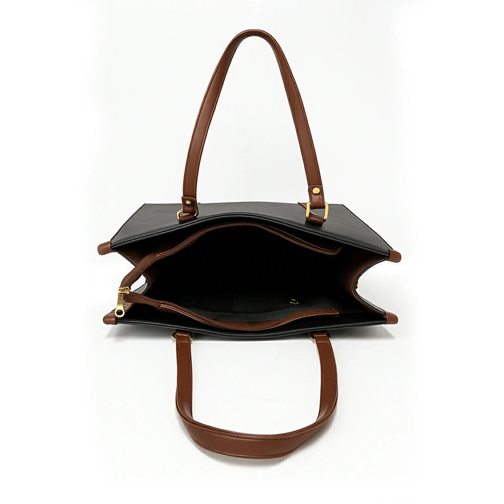 Structured PU Leatherette Tote Bag