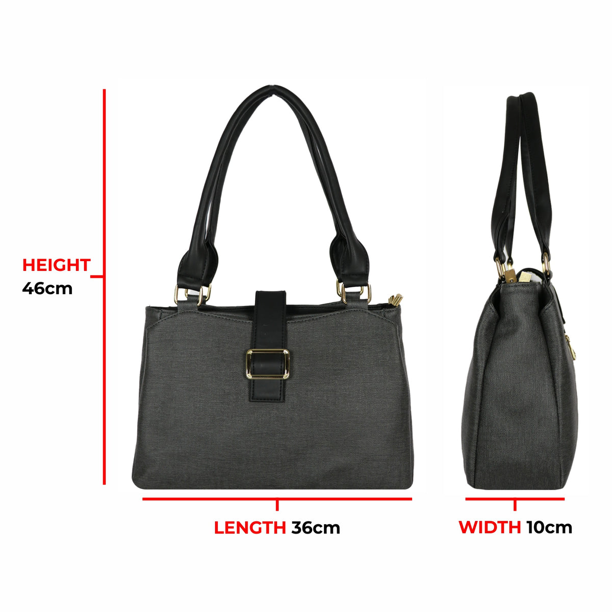 Elegant Grey & Black Bag – Stylish & Spacious Handbag for Women