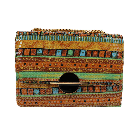 Clutch Bag with Gold Chain Strap Stylish Party Handbag