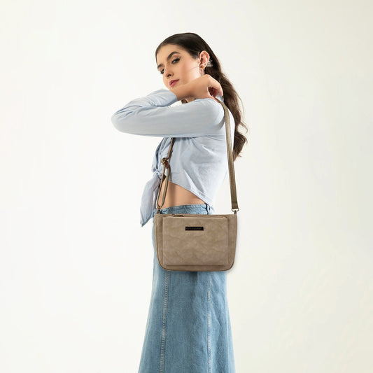 Classic Brown PU Leather Crossbody Bag