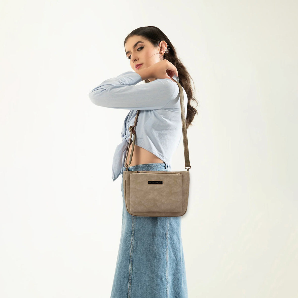 Classic Brown PU Leather Sling Bag – Everyday Chic
