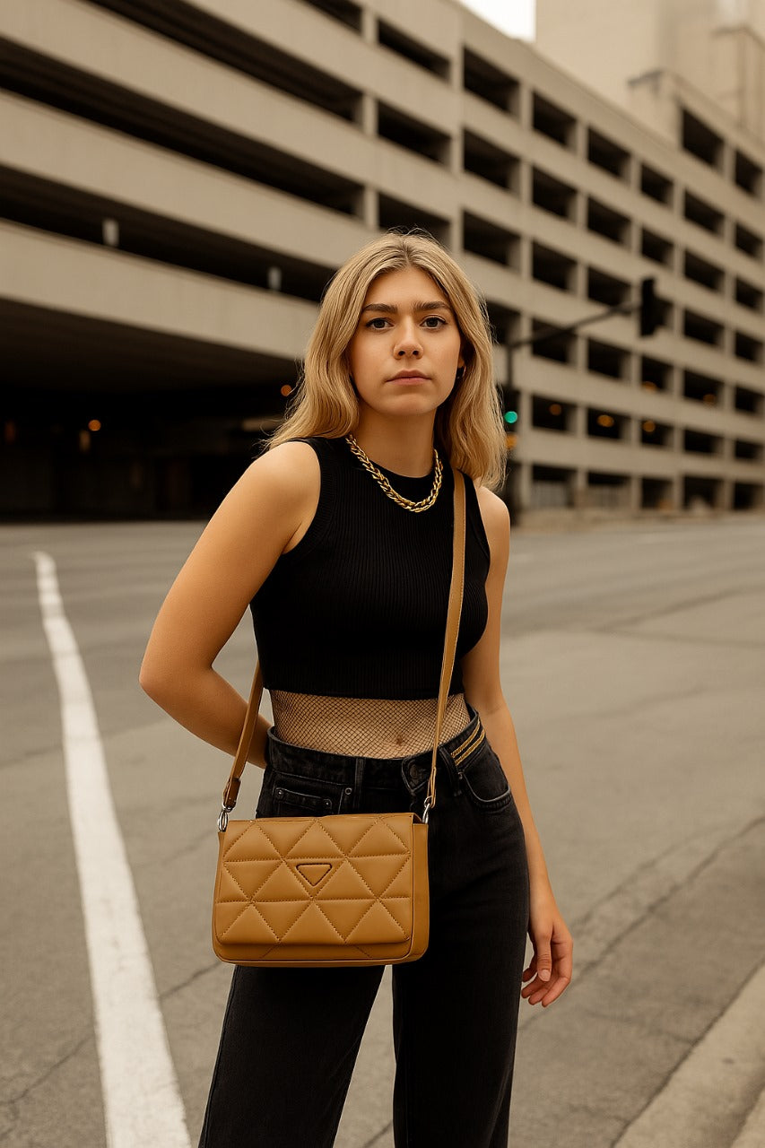 Elegant Quilted Sling Bag with Mini Pouch – Chic & Versatile