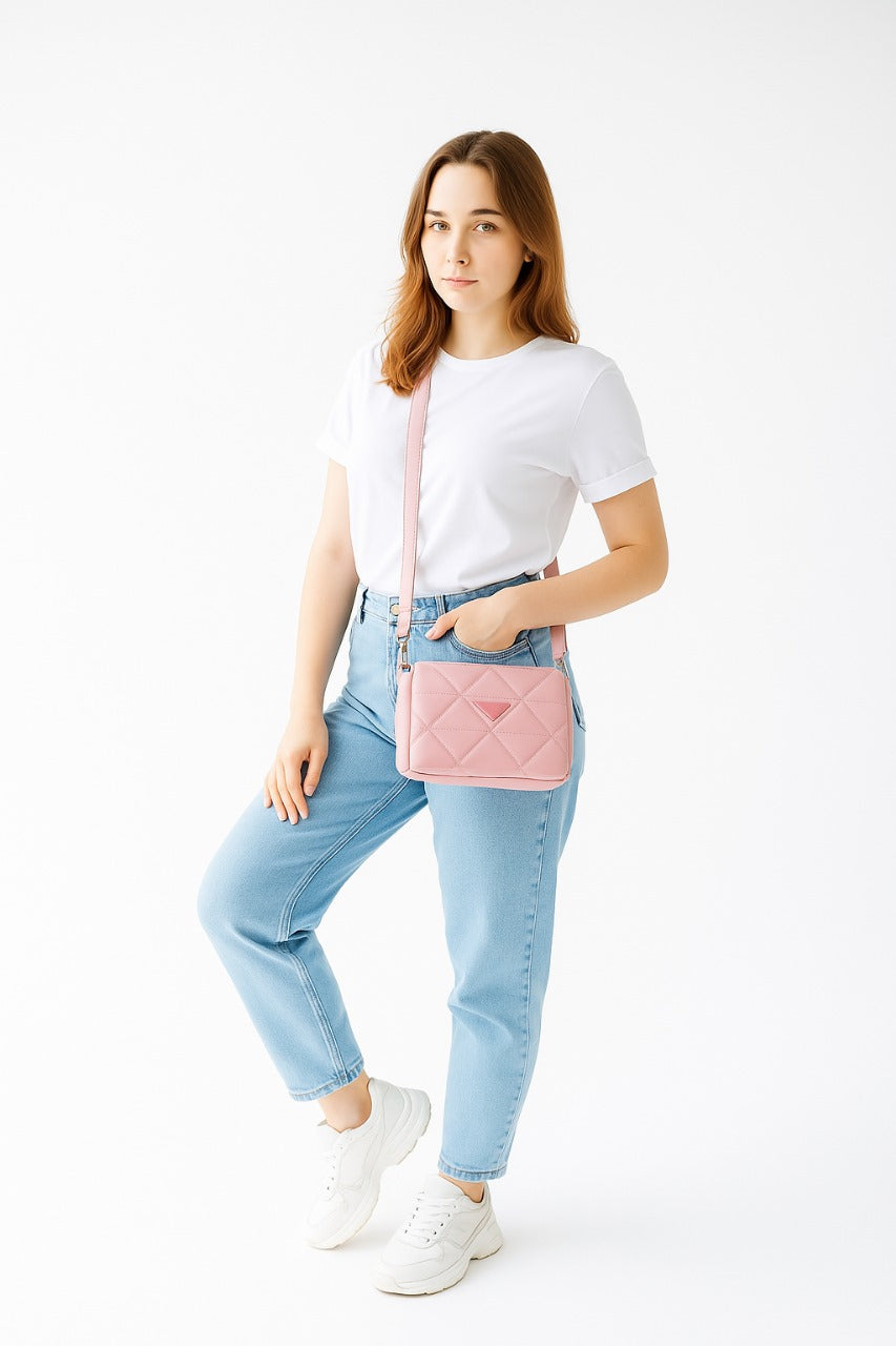 Elegant Quilted Sling Bag with Mini Pouch – Chic & Versatile