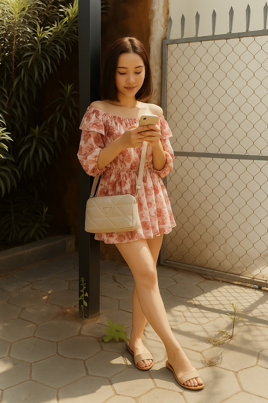 Elegant Quilted Sling Bag with Mini Pouch – Chic & Versatile
