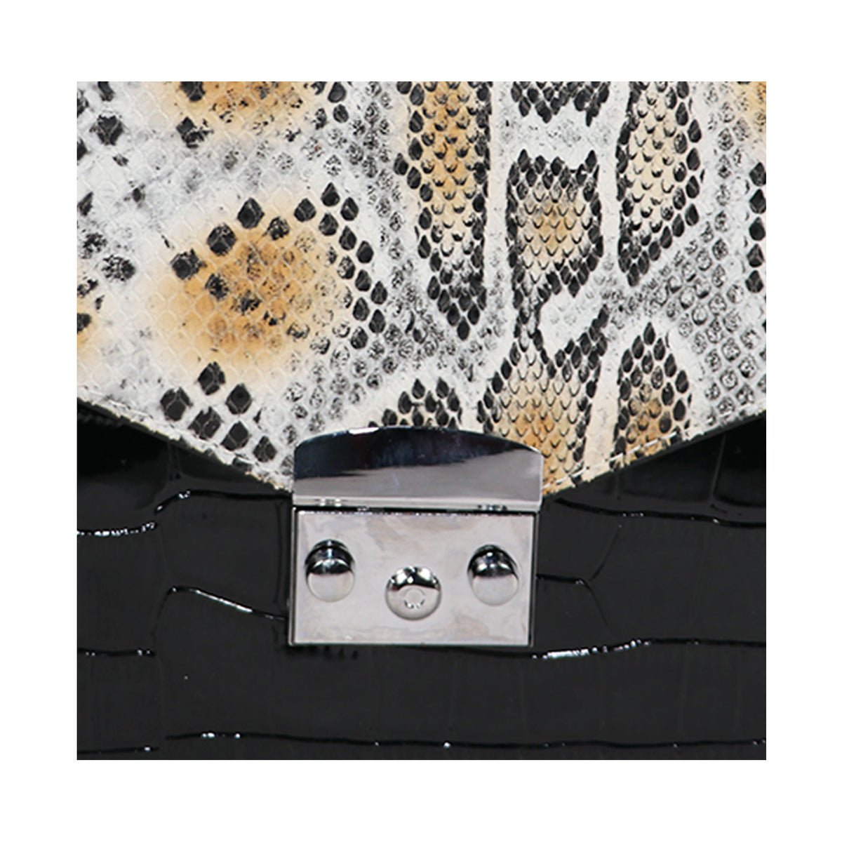 Snake Print Handbag, Black & Multicolor