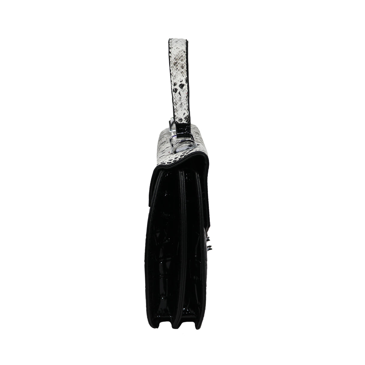 Snake Print Handbag, Black & Multicolor