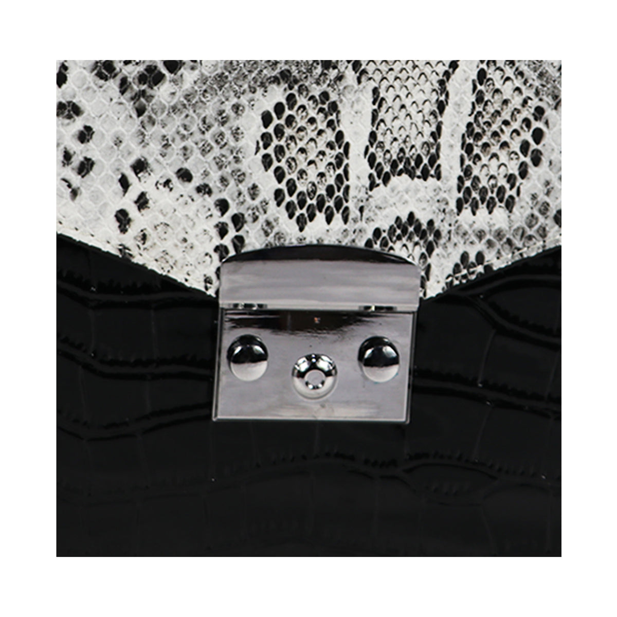 Snake Print Handbag, Black & Multicolor