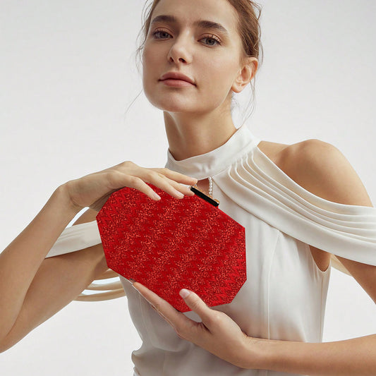 Red Octagon Clutch with Gold Chain