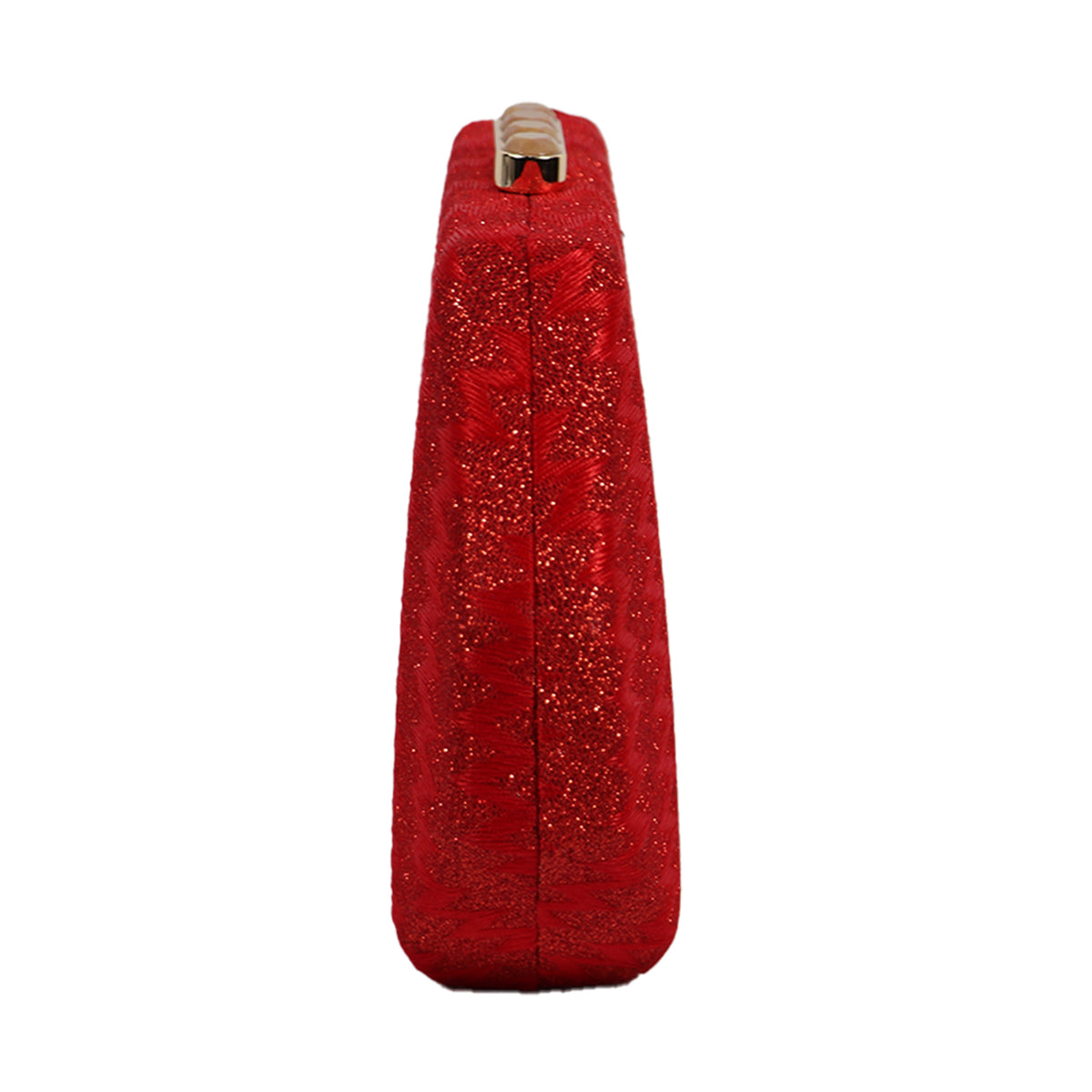 Red Glam Octagon Clutch – Sparkling Evening Bag with Gold Chain