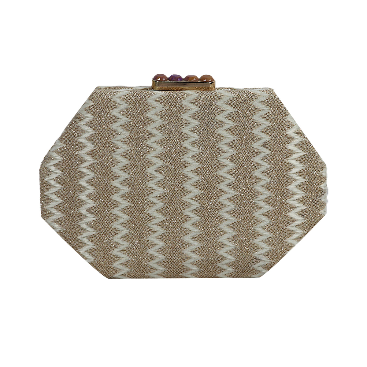 Red Glam Octagon Clutch – Sparkling Evening Bag with Gold Chain
