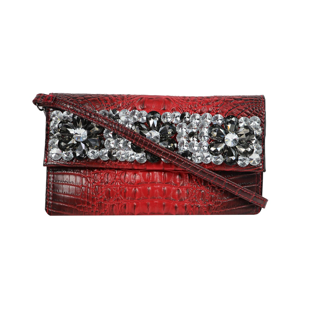 Red Embellished Designer Clutch For Function