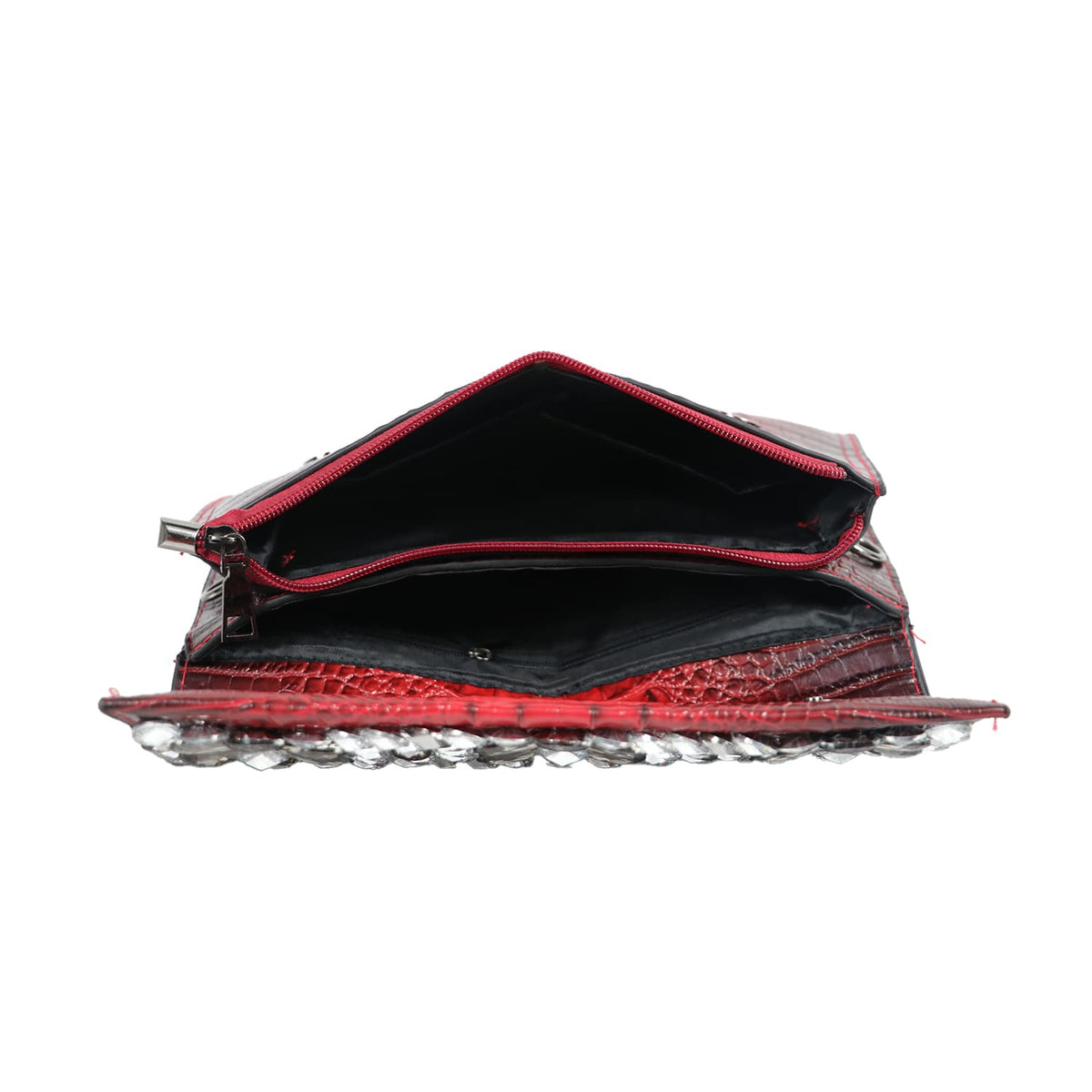 Red Embellished Designer Clutch For Function