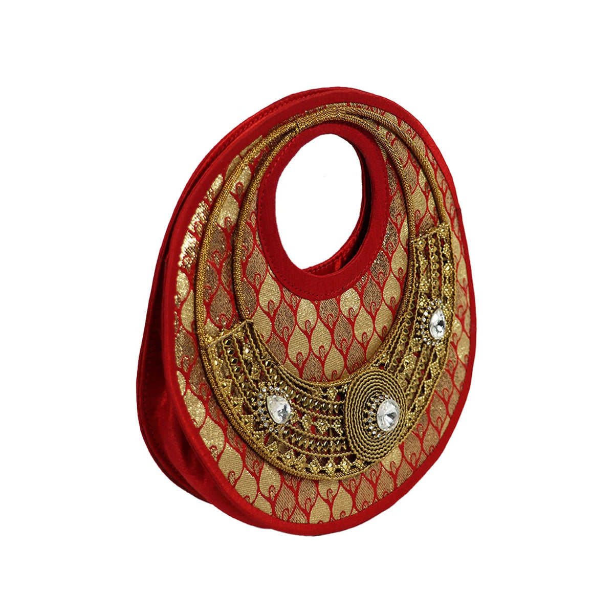 Designer Round Handbag with Embellished Detailing – Perfect for Weddings & Festive Wear